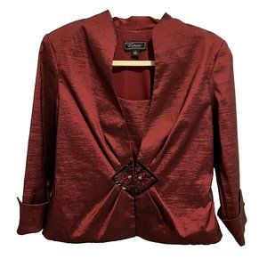 Dressbarn Collection Formal Red 2 Piece Women's Jacket W/ Sleeveless Top Size 12